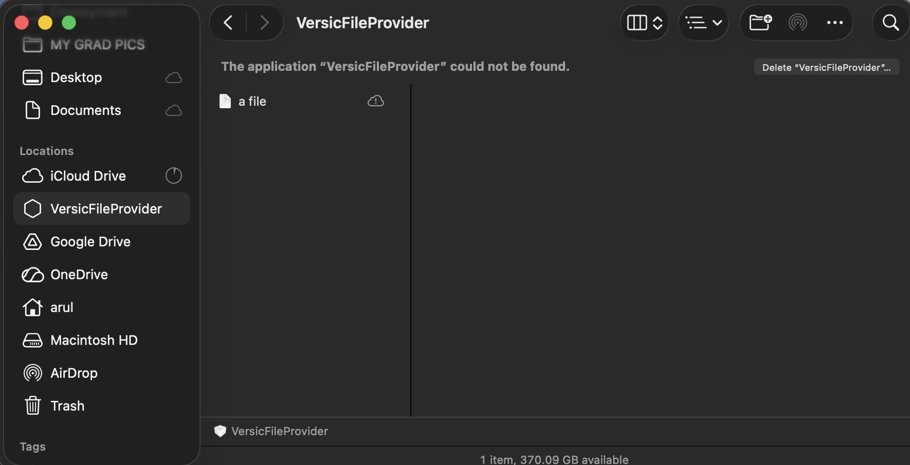 VersicFileProvider in macOS Finder sidebar